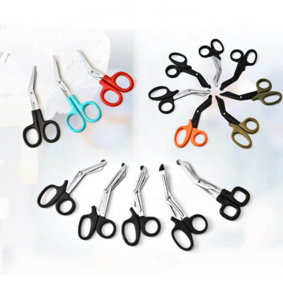 Multi-purpose lister bandage scissors with plastic handle for nurse utility in first aid or cutting canvas medical scissors